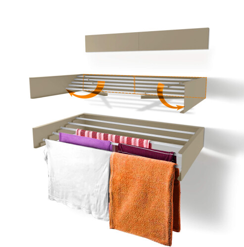 28”/70cm Belize Wall-Mounted Retractable Laundry Drying Rack - Cappuccino - 1