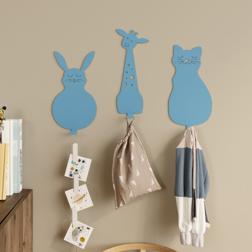 Animal Kingdom Metal Wall Hangers - Blue (Set of 3) - 2