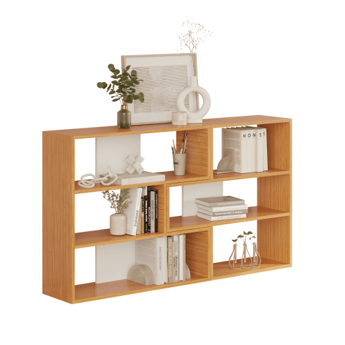 Aruba 6-Cube Horizontal Dual-Color Bookcase - Bamboo/White - 4