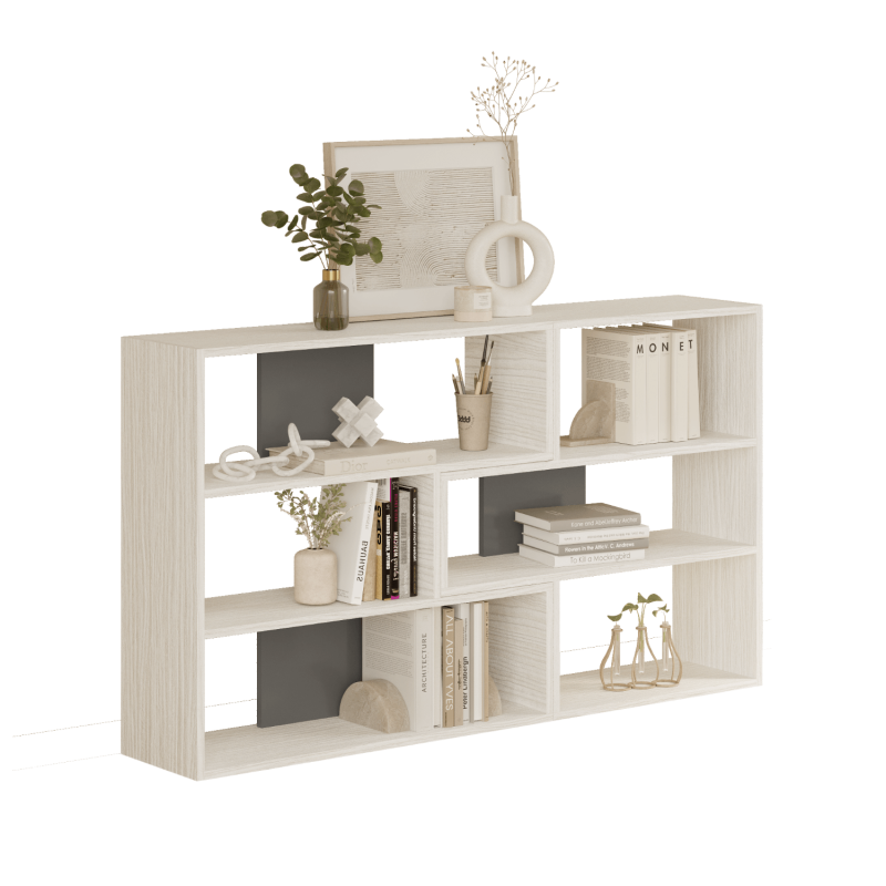 Aruba 6-Cube Horizontal Dual-Color Bookcase - Bianco/Anthracite - 4