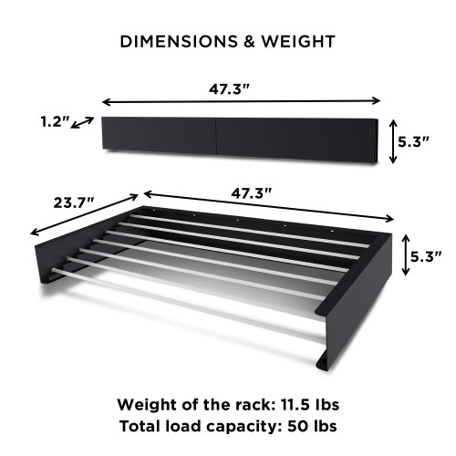 47”/120cm Belize Duvara Monte Çamaşır Kurutma Askısı - Antrasit - 8