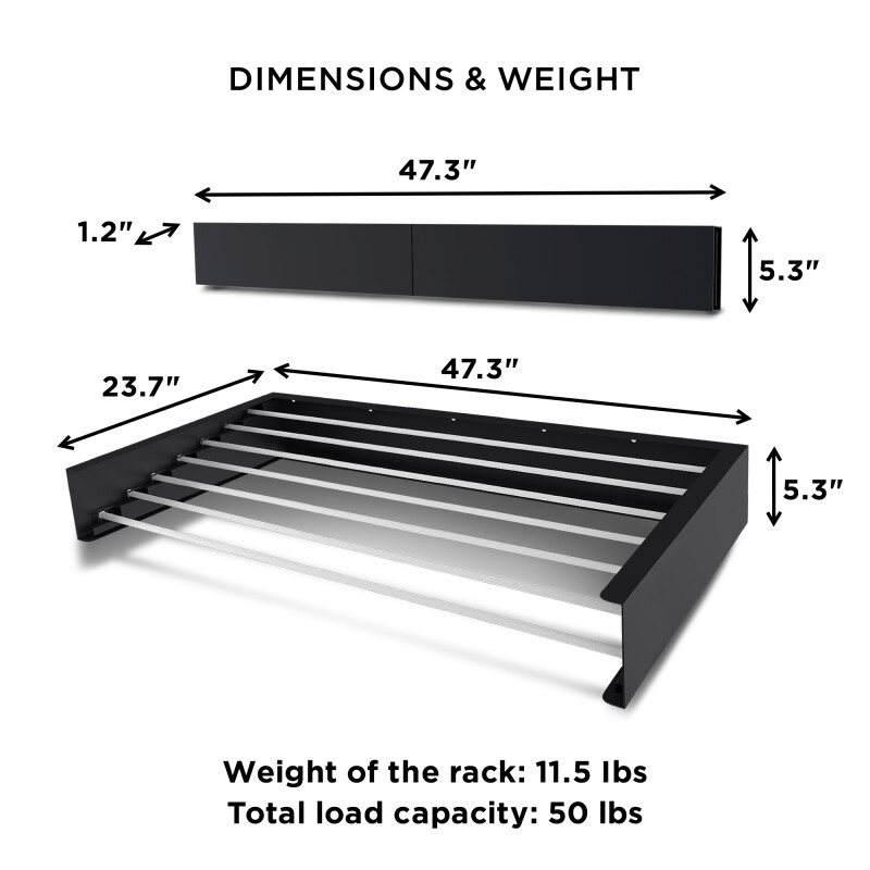 47”/120cm Belize Duvara Monte Çamaşır Kurutma Askısı - Beyaz - 8