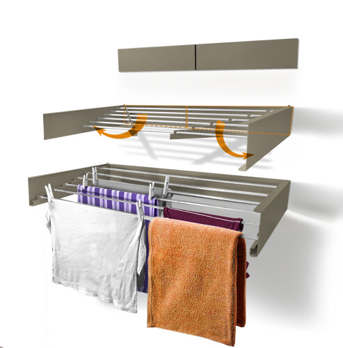 40”/100cm Belize Wall-Mounted Retractable Laundry Drying Rack - Cappuccino - 1