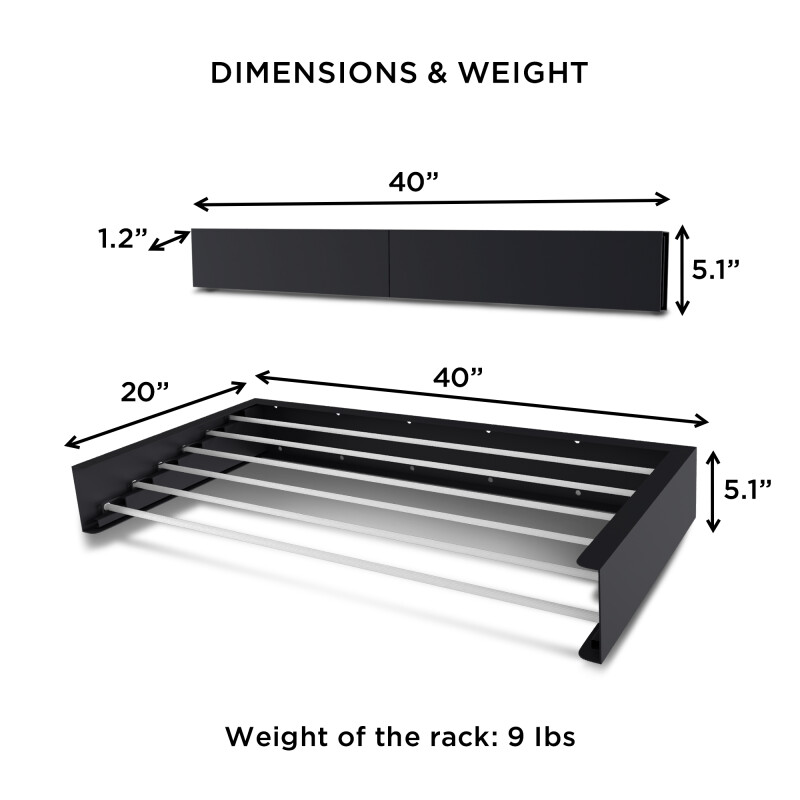 40”/100cm Belize Wall-Mounted Retractable Laundry Drying Rack - Cappuccino - 9