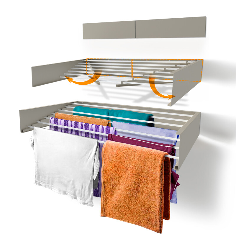 47”/120cm Belize Wall-Mounted Retractable Laundry Drying Rack - Cappucino - 1