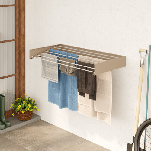 47”/120cm Belize Wall-Mounted Retractable Laundry Drying Rack - Cappucino - 2