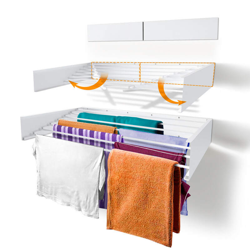 47”/120cm Belize Wall-Mounted Retractable Laundry Drying Rack - White - 1