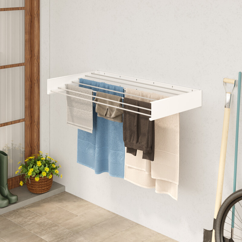 47”/120cm Belize Wall-Mounted Retractable Laundry Drying Rack - White - 2