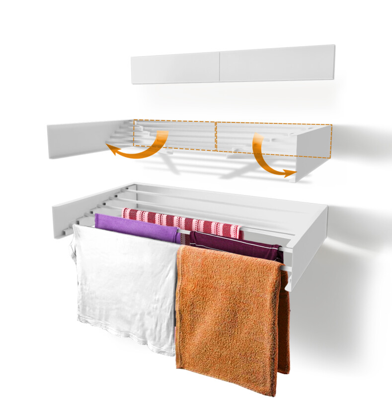 28”/70cm Belize Wall-Mounted Retractable Laundry Drying Rack - White - 1