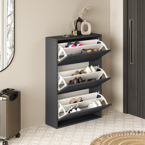 Bilbao Drop Cover Shoe Cabinet Industrial Gray (ships in two boxes) - 1