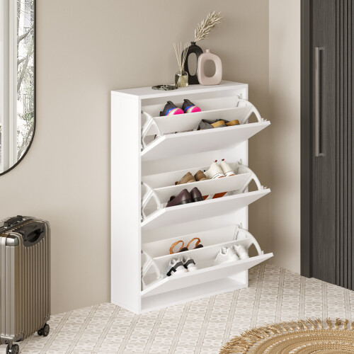 Bilbao Drop Cover Shoe Cabinet White (ships in two boxes) - 1