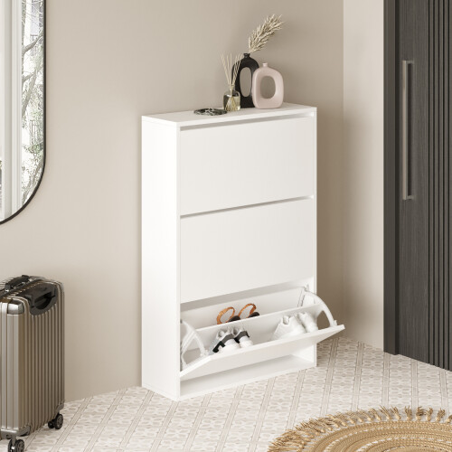 Bilbao Drop Cover Shoe Cabinet White (ships in two boxes) - 3