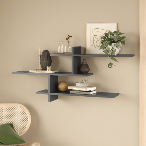 Genoa Contemporary Wall Shelf - Anthracite 