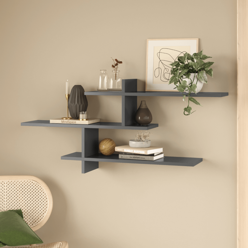 Genoa Contemporary Wall Shelf - Anthracite - 1