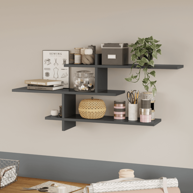 Genoa Contemporary Wall Shelf - Anthracite - 2