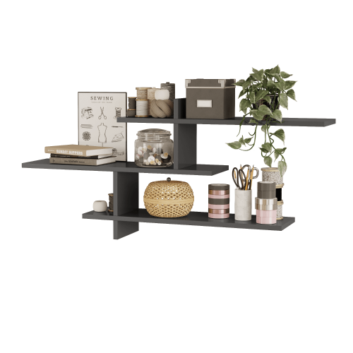 Genoa Contemporary Wall Shelf - Anthracite - 4