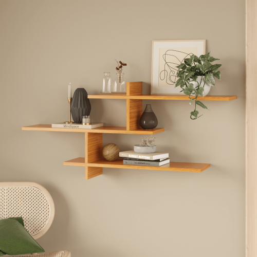 Genoa Contemporary Wall Shelf - Bamboo - 1