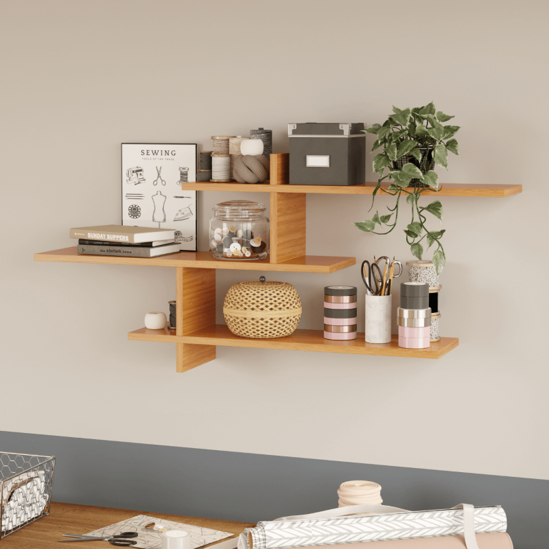 Genoa Contemporary Wall Shelf - Bamboo - 2