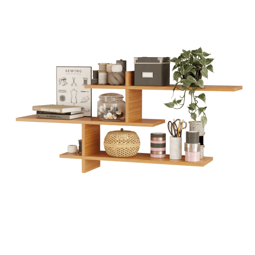 Genoa Contemporary Wall Shelf - Bamboo - 4