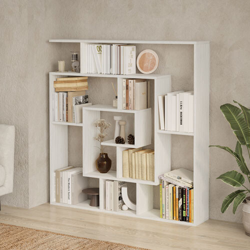 Granada Modern Labyrinth Bookcase - Bianco 