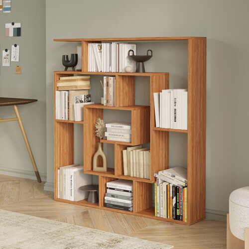 Granada Modern Labyrinth Bookcase - Dark Bamboo - 2