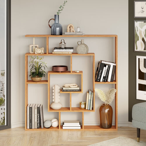 Granada Modern Labyrinth Bookcase - Dark Bamboo - 3