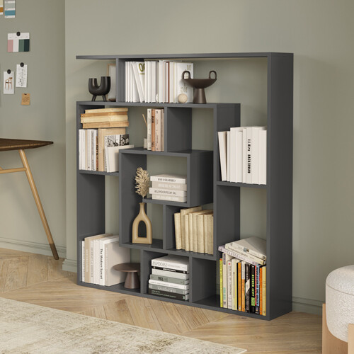 Granada Modern Labyrinth Bookcase - Gray Oak - 2