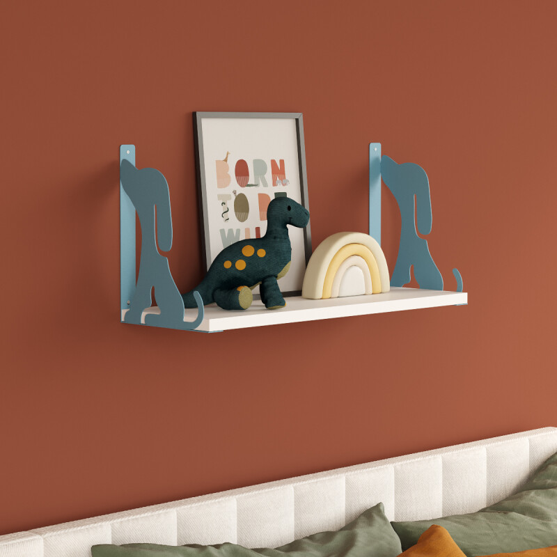 Hunter Dog Metal Wall Shelf 60cm - Blue - 1