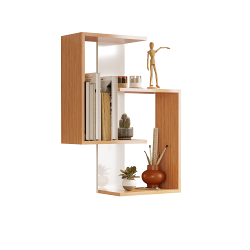 Lisbon 3-Tier Contemporary Wall Shelf - Bamboo/White - 4