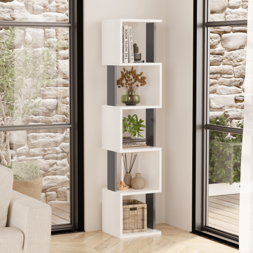 Milan 5-Tier Dual-Color Bookcase - White/Anthracite - 3