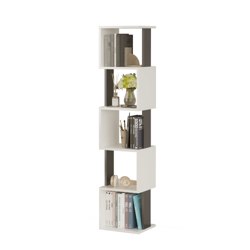 Milan 5-Tier Dual-Color Bookcase - White/Anthracite - 4