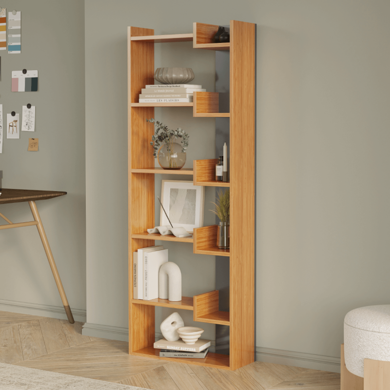 Palermo 6-Tier Dual-Color Bookcase - Bamboo/Anthracite - 3