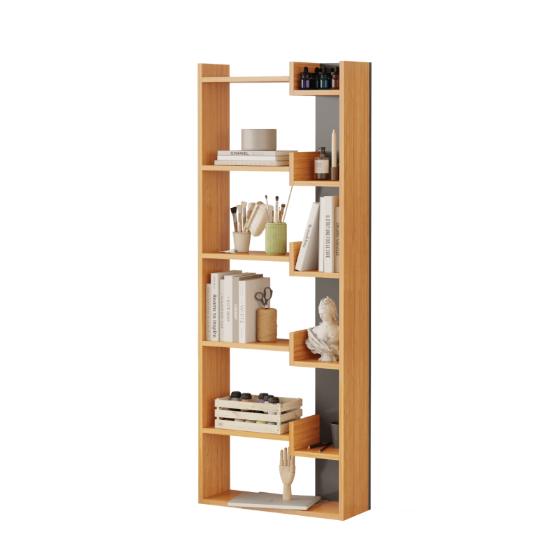 Palermo 6-Tier Dual-Color Bookcase - Bamboo/Anthracite - 4