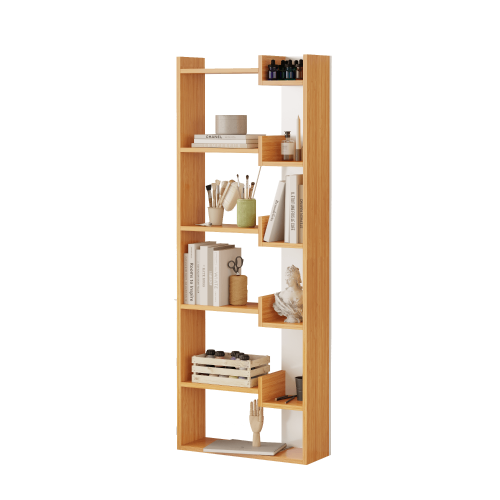 Palermo 6-Tier Dual-Color Bookcase - Bamboo/White - 4