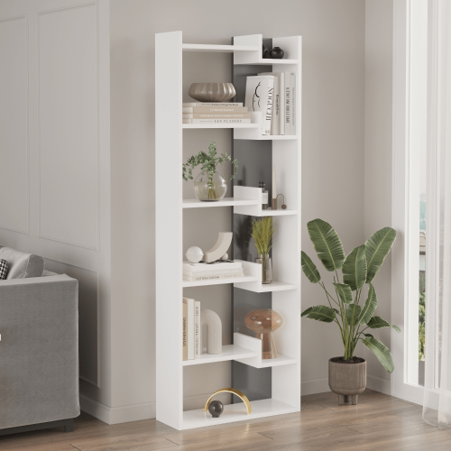 Palermo 6-Tier Dual-Color Bookcase - White/Anthracite - 2