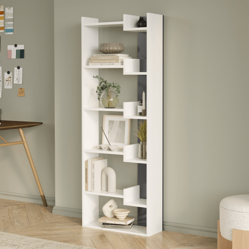 Palermo 6-Tier Dual-Color Bookcase - White/Anthracite - 3