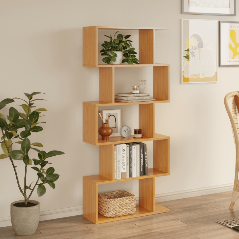 Santorini 5-Tier Vertical Bookcase - Bamboo - 2