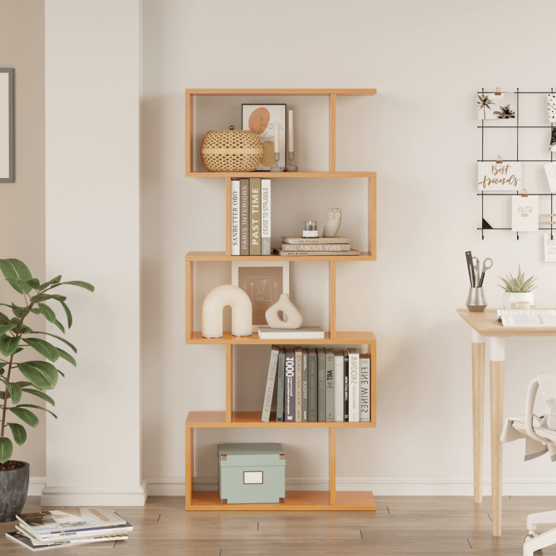 Santorini 5-Tier Vertical Bookcase - Bamboo - 3