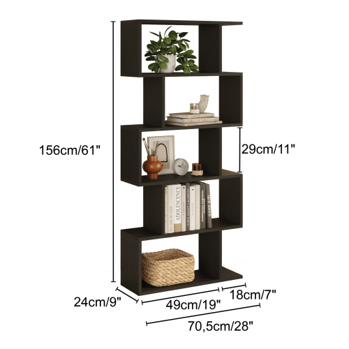 Santorini 5-Tier Vertical Bookcase - Bamboo - 5