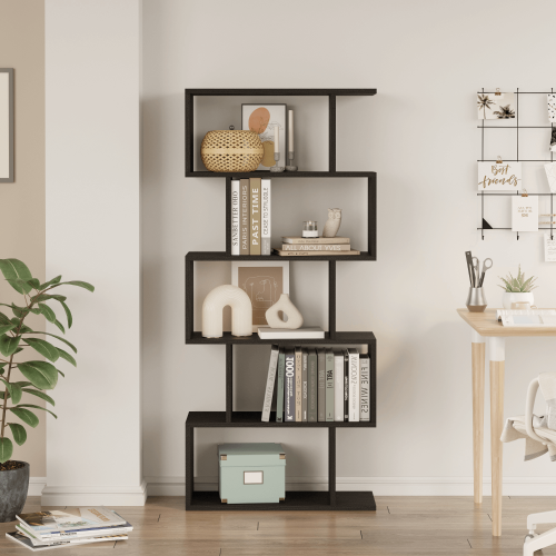 Santorini 5-Tier Vertical Bookcase - Black - 3