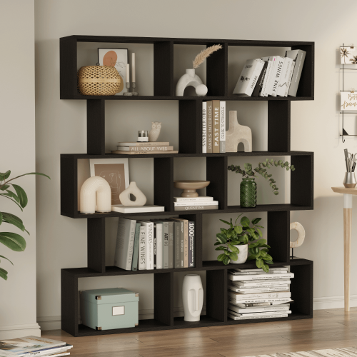 Santorini 5-Tier Vertical Bookcase - Black - 4