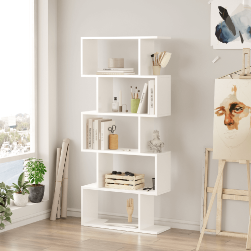 Santorini 5-Tier Vertical Bookcase - White 