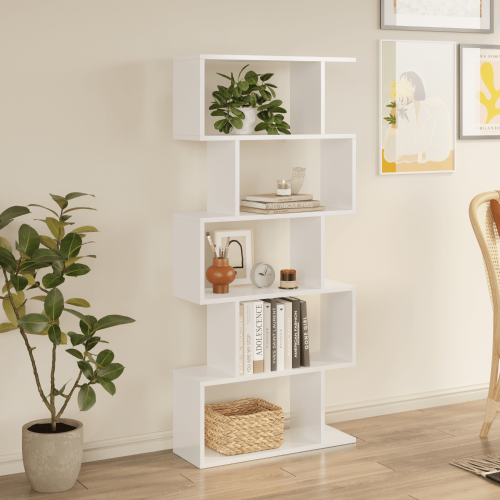 Santorini 5-Tier Vertical Bookcase - White - 2