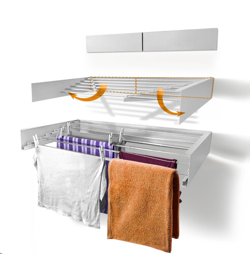 40”/100cm Belize Wall-Mounted Retractable Laundry Drying Rack - White - 1